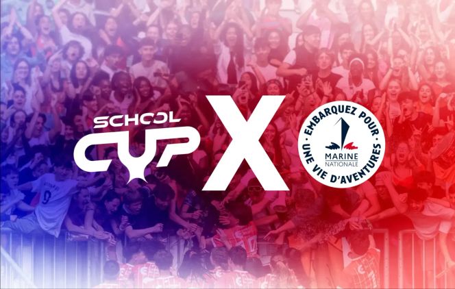Ce visuel présente le partenariat entre la SchoolCup et La Marine Recrute